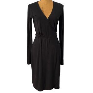 ecoSkin Black Bamboo/Tencel Blend Made in USA Casual Career Knee Wrap Dress S